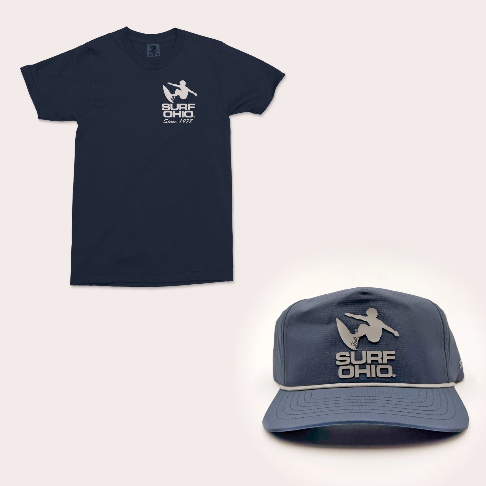 Surf Ohio Since 1978 Match Set: Navy Since 1978 Tee with the Slate Blue Since 1978 Rope Hat