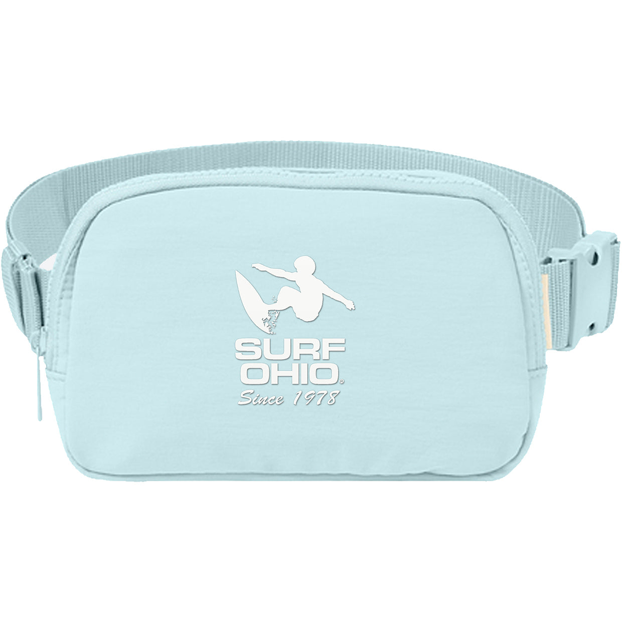 Chambray Surf Ohio Explorer sling bag, raised PVC logo on front panel